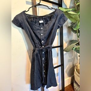 Denim off the shoulder mini dress